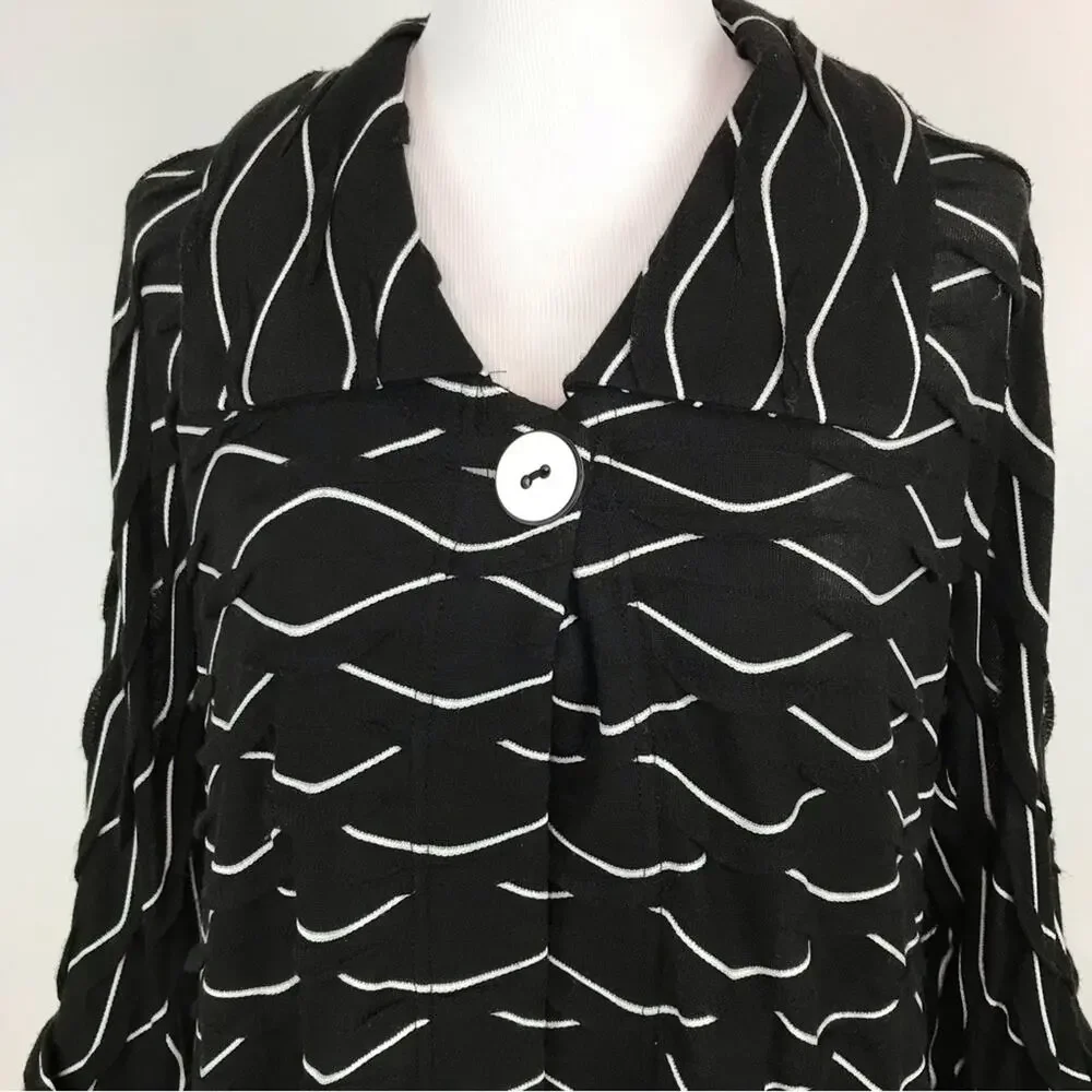 JOSEPH RIBKOFF Textured Knit Tulip-Back Lagenlook Cardigan Sweater Womens Size 8